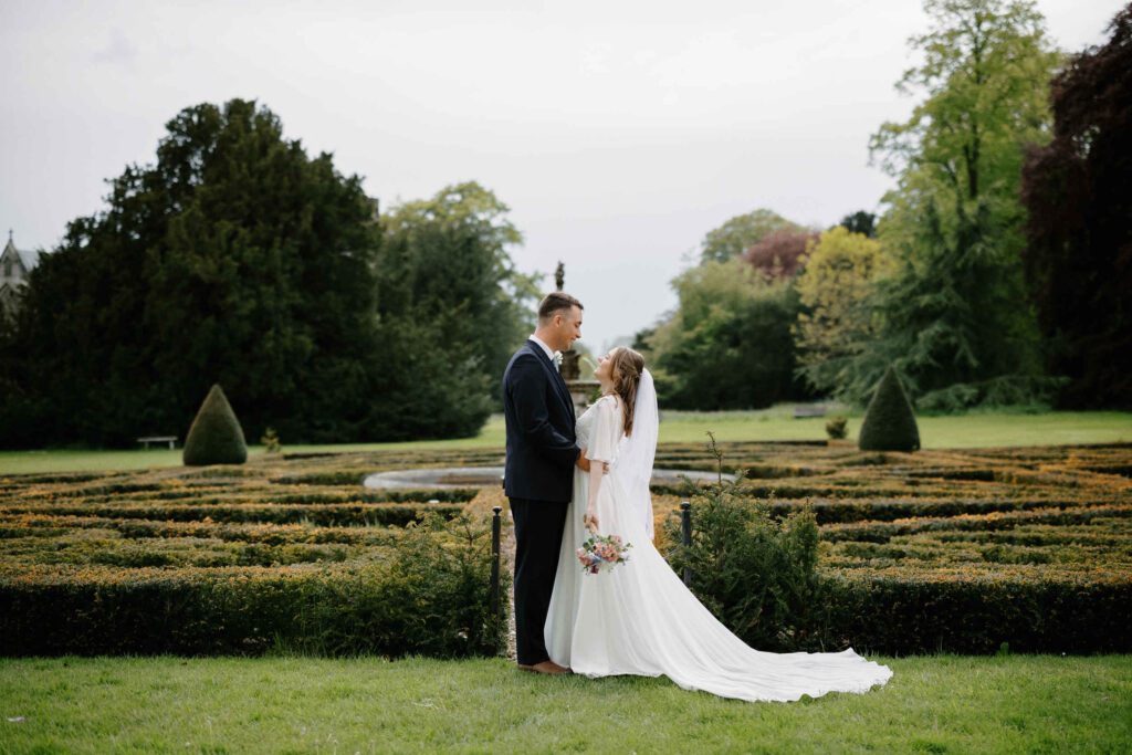 Bride and Groom stood for a photo at their wedding at Sledmere House in Driffield