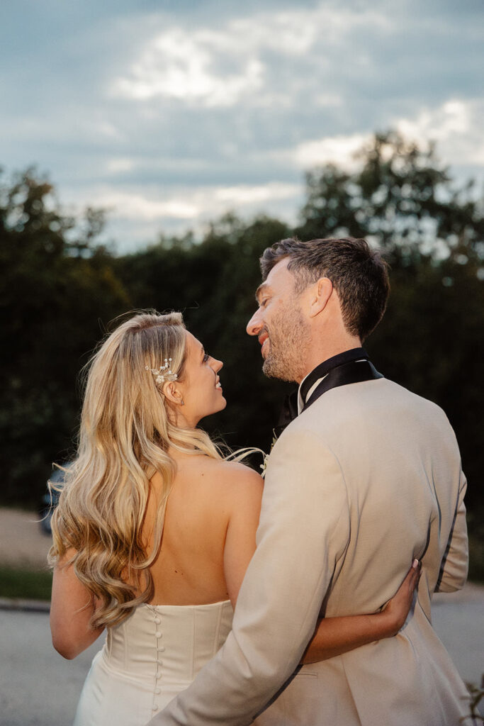 B&W Editorial Couple Portrait at Barlow Woodseats Hall Wedding