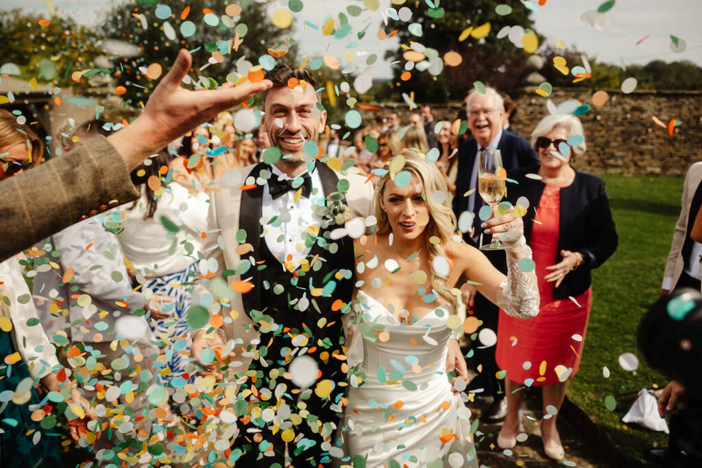 Confetti shot at Barlow Woodseats Hall Wedding