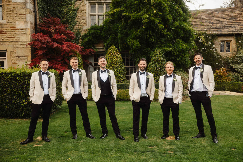 Groomsmen portrait at Barlow Woodseats Hall Wedding