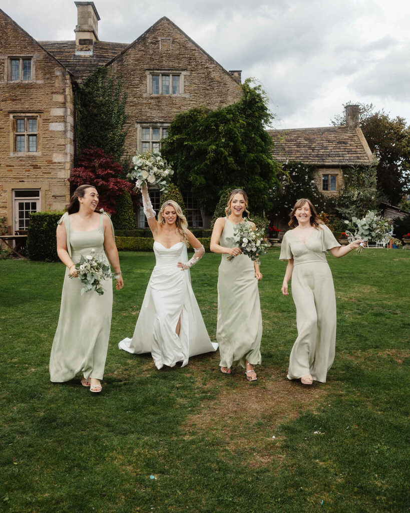Bridesmaid fun portrait at Barlow Woodseats Hall Wedding